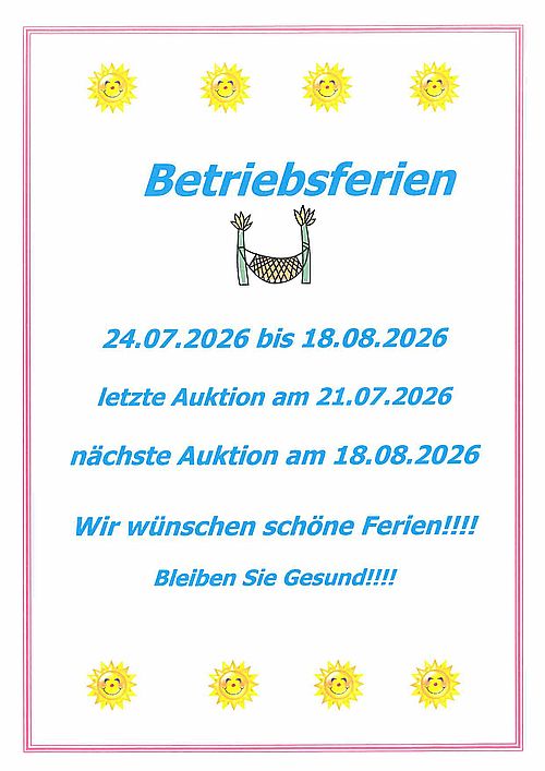 Urlaub 2026 - Auktionshaus Beier
